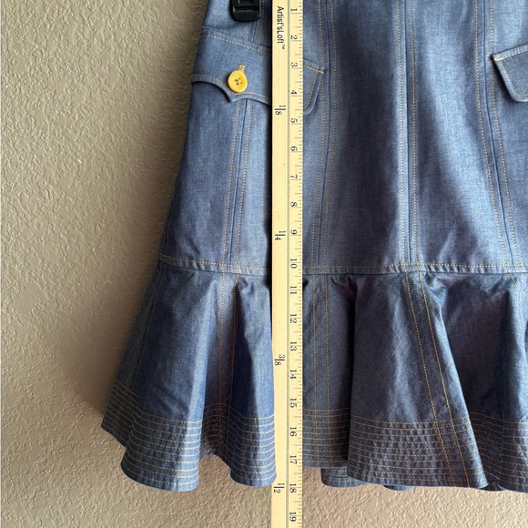 Acler Denim Ruffled Mini Skirt Size 8 - Picture 5 of 7